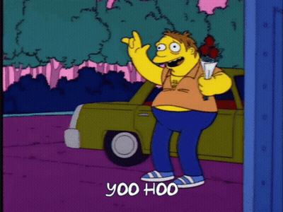 Cartoon Character Holding Bouquet Yoo Hoo GIF