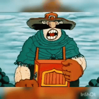Cartoon Character Holding Box With Cowboy Hat GIF