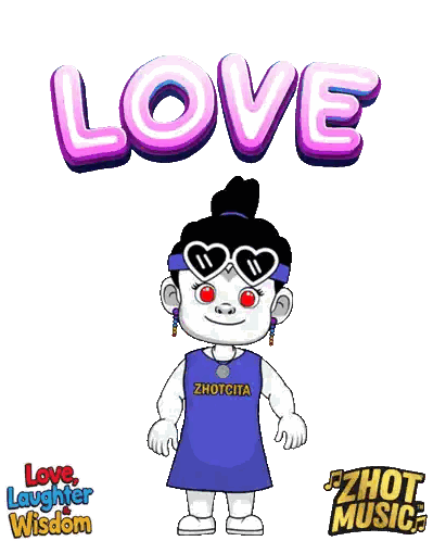 Cartoon Character Holding Broken Heart Love Laughter Wisdom Sticker