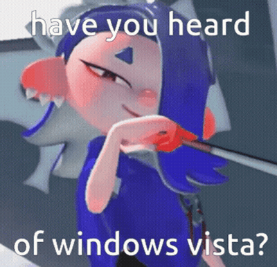 Cartoon Character Holding Brush Asking About Windows Vista GIF