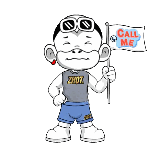 Cartoon Character Holding Call Me Flag Sticker
