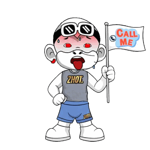 Cartoon Character Holding Call Me Flag Sticker