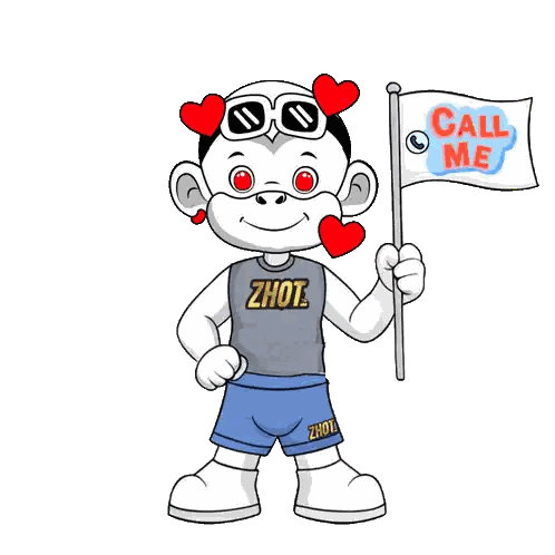 Cartoon Character Holding Call Me Flag Sticker