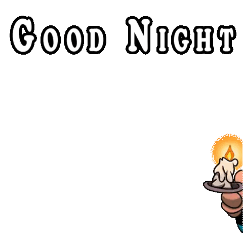 Cartoon Character Holding Candle Good Night Sticker