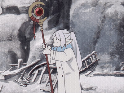 Cartoon Character Holding Cane With Red Stone GIF
