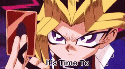 Cartoon Character Holding Card Saying It's Time To GIF