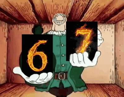 Cartoon Character Holding Card With Number 6 GIF