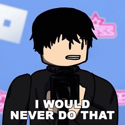 Cartoon Character Holding Cell Phone Saying I Would Never Do That GIF