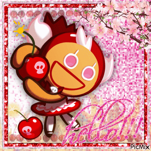 Cartoon Character Holding Cherry With Picmix GIF