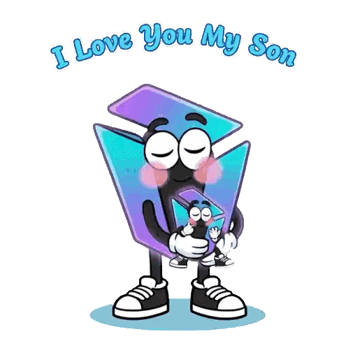 Cartoon Character Holding Child Saying I Love You My Son Sticker