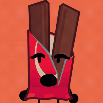 Cartoon Character Holding Chocolate Bar In Red Bag GIF