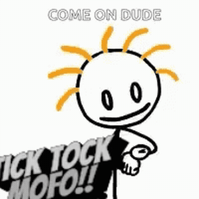 Cartoon Character Holding Clock Saying Come On Dude GIF