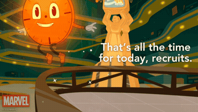 Cartoon Character Holding Clock GIF