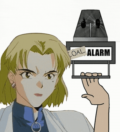 Cartoon Character Holding Coal Alarm Sign GIF