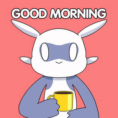 Cartoon Character Holding Coffee Good Morning GIF