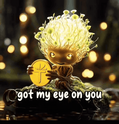Cartoon Character Holding Coin Got My Eye On You GIF