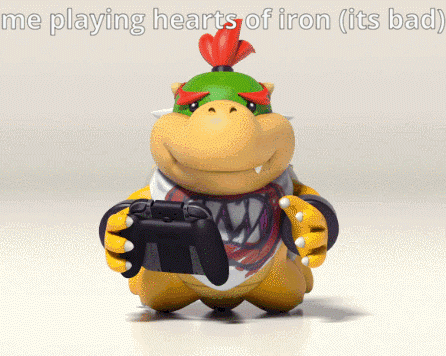 Cartoon Character Holding Controller Me Playing Hearts Of Iron Its Bad GIF