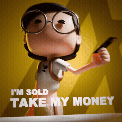 Cartoon Character Holding Credit Card I Sold Take My Money GIF