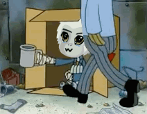 Cartoon Character Holding Cup In Box Man Passing GIF