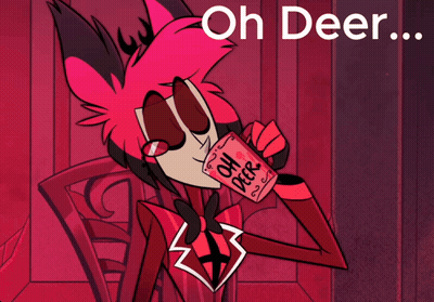 Cartoon Character Holding Cup Saying Oh Deer GIF