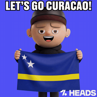 Cartoon Character Holding Curaçao Flag GIF