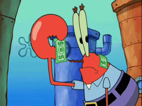 Cartoon Character Holding Dollar Bill GIF