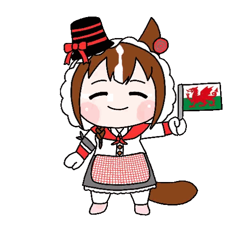 Cartoon Character Holding Dragon Flag Sticker