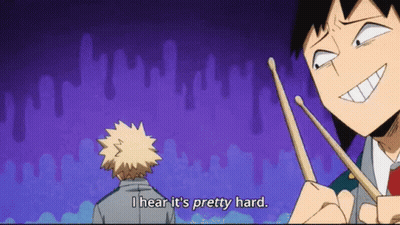 Cartoon Character Holding Drumsticks Says Pretty Hard GIF