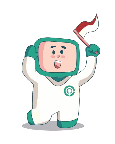 Cartoon Character Holding Flag Sticker
