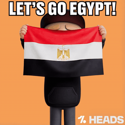 Cartoon Character Holding Flag Saying Let's Go Egypt GIF