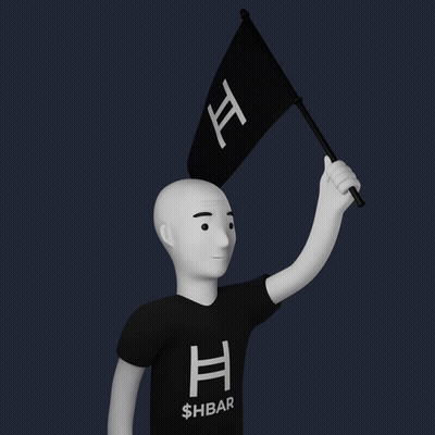 Cartoon Character Holding Flag With Letter H GIF