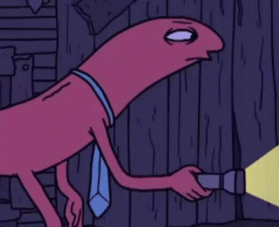 Cartoon Character Holding Flashlight GIF