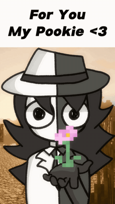Cartoon Character Holding Flower Saying For You My Pookie <3 GIF
