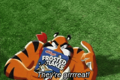 Cartoon Character Holding Frosted Flakes GIF
