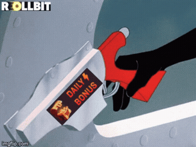 Cartoon Character Holding Gas Pump With Daily Bonus Sticker GIF