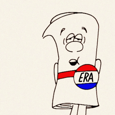 Cartoon Character Holding Gavel And Era Sign GIF