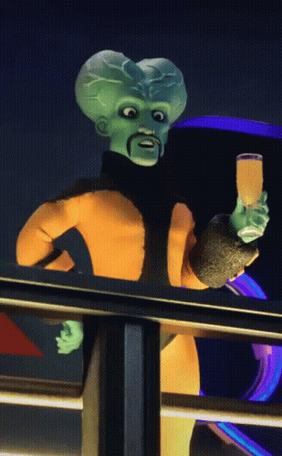 Cartoon Character Holding Glass Of Champagne GIF