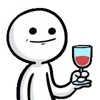 Cartoon Character Holding Glass Of Red Wine Sticker