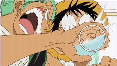 Cartoon Character Holding Glass Of Water GIF