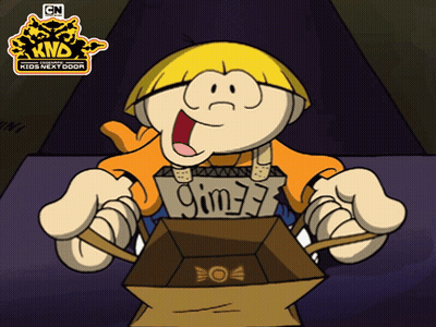 Cartoon Character Holding GM37 Box GIF