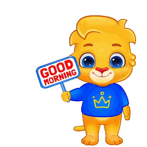 Cartoon Character Holding Good Morning Sign Sticker