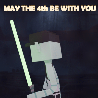 Cartoon Character Holding Green Lightsaber May The 4Th Be With You GIF