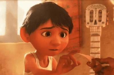 Cartoon Character Holding Guitar In Front Of Skull GIF