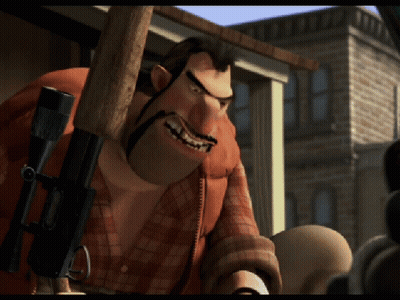 Cartoon Character Holding Gun and Rifle