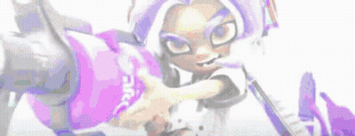 Cartoon Character Holding Gun In Purple Squid Shirt GIF