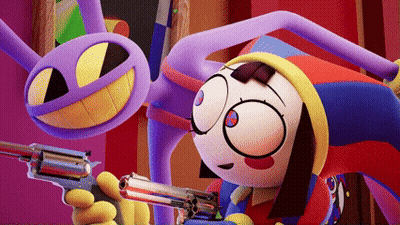 Cartoon Character Holding Gun Next To Cat GIF