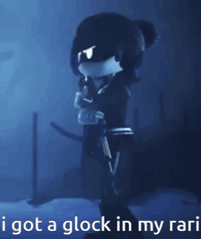 Cartoon Character Holding Gun Saying I Got A Glock In My Rari GIF