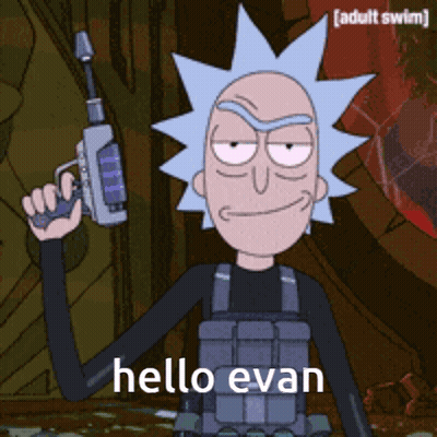 Cartoon Character Holding Gun Says Hello Evan