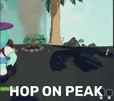 Cartoon Character Holding Gun Says Hop On Peak GIF