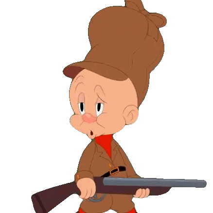 Cartoon Character Holding Gun With Sad Face Sticker